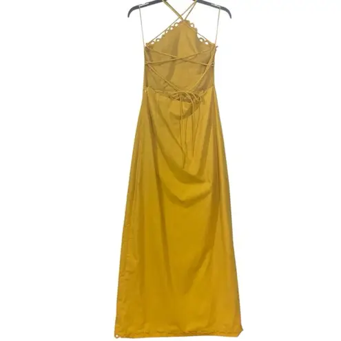 Petal & Pup NWOT EB LUXE LA Zola yellow maxi halter dress M Gold Size M