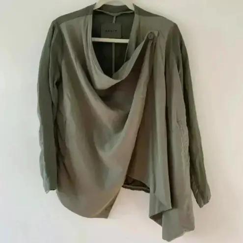 BLANK NYC  Drape Front Linen Blend Jacket Olive size XS