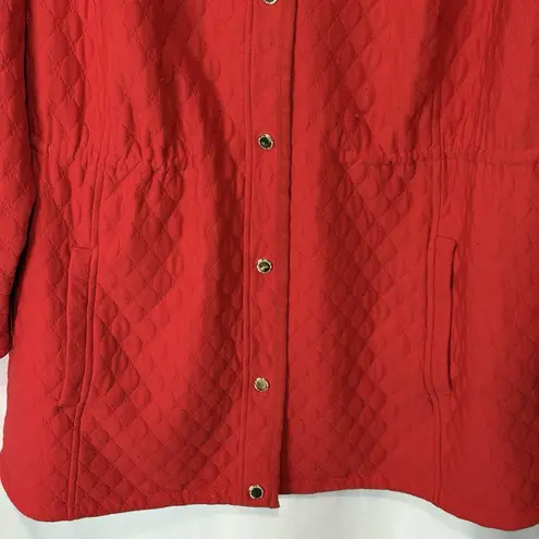 Isaac Mizrahi Live! Quilted Knit Jacquard Long Jacket Rich Red 3X Lightweight