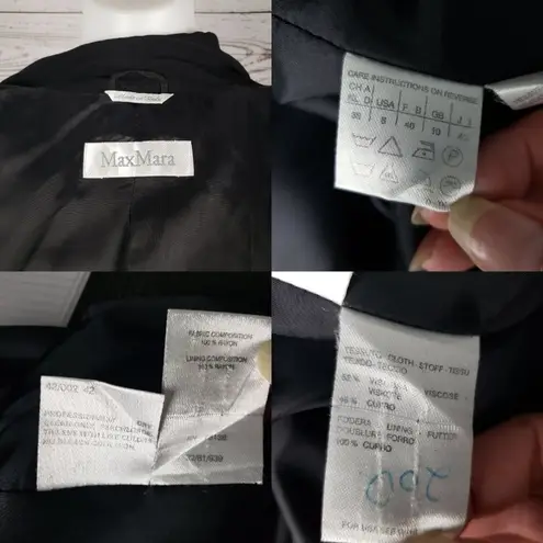 Max Mara 2-Button Solid Black Black Blazer Jacket Women's Size 8