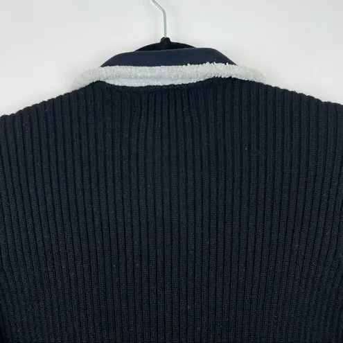 Longaberger Heritage Sherpa Trim Jacket Moto Ribbed Knit RARE