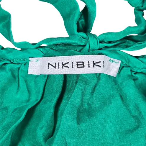 NIKIBIKI 100% Silk Flowy Sleeveless Knotted Neck Tank Blouse M