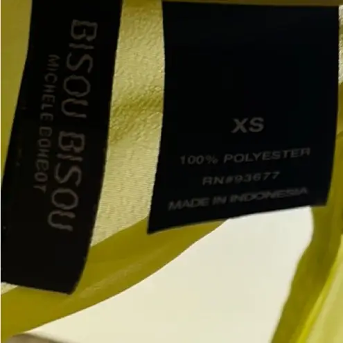 Bisou Bisou Asymmetrical neon Yellow Green studded Tank Top