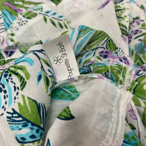 Poupette St. Barth Soledad Smocked Mini Dress Aqua Rain Forrest Tropical Jungle