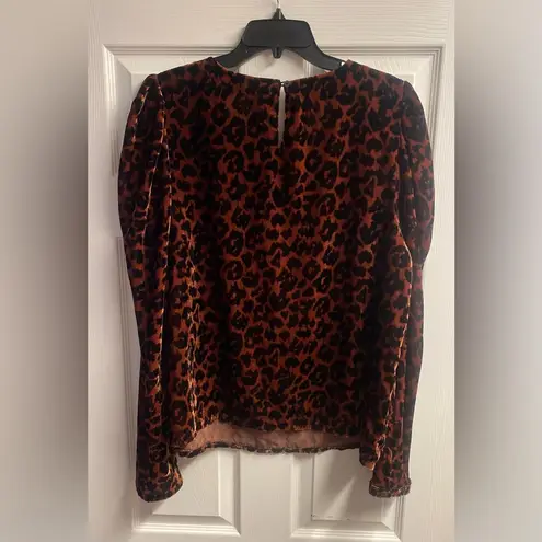 Dolan Left Coast Collection Anthropologie Charley Velvet Leopard Top Size XL Brown