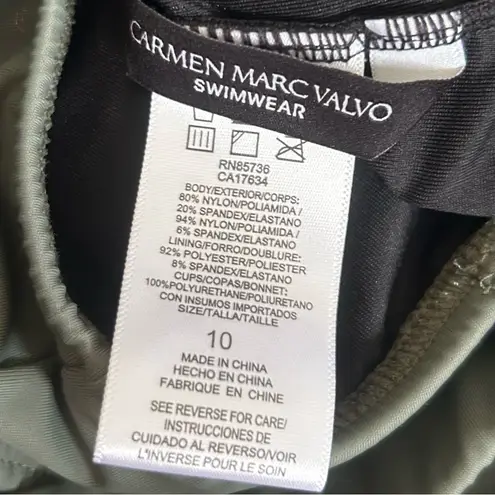 Carmen Marc Valvo Swimwear Green One Piece Swimsuit Size 10