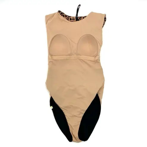 Summersalt The Surf Leopard Print Black One Piece Swimsuit Zip Up Back Size 4