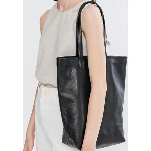 Baggu Tote Milled Leather Bag Handbag Natural Interior Pocket Navy Nubuck Blue