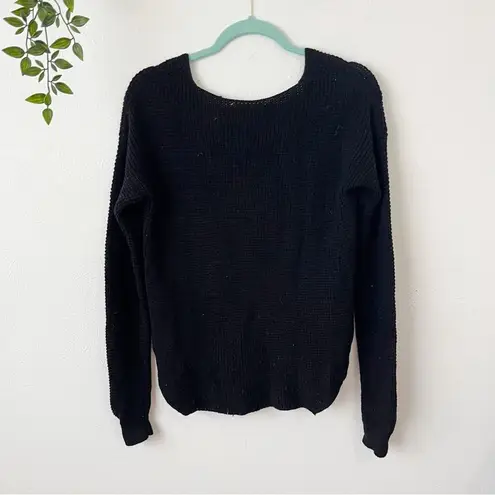 Wilfred Free Black Walter Waffle Knit Merino Wool V-neck Sweater Sz S