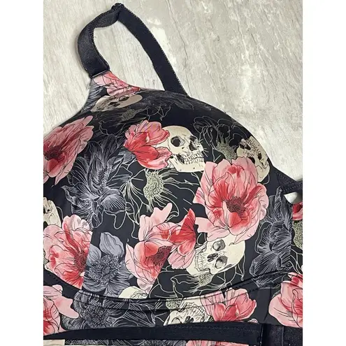 Torrid  Curve 360 Back Smoothing Wireless Push Up Plunge Bra Skulls & Roses 44D - Image 2