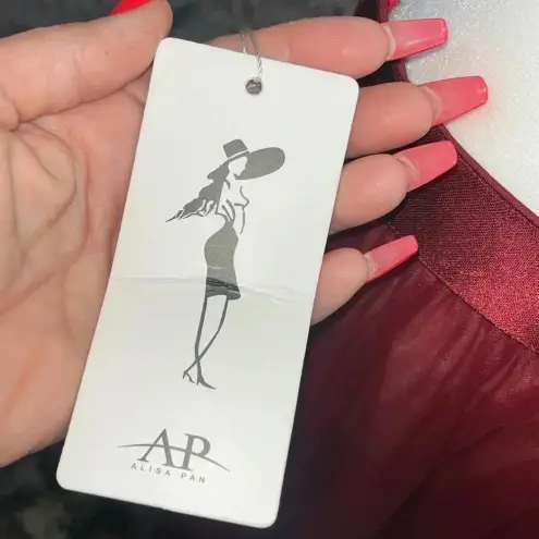 Alisa Pan Burgundy Tulle Flowy Fairycore Skirt Sheer Knee Length Plus Size Size 14