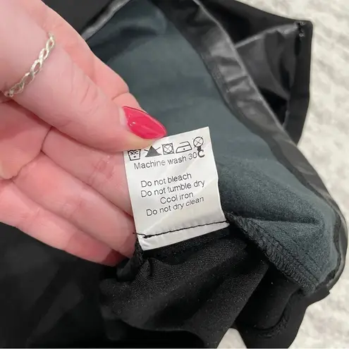 Allegra K NWT Black High Waist Faux Leather Asymmetrical Hem Mini Skirt