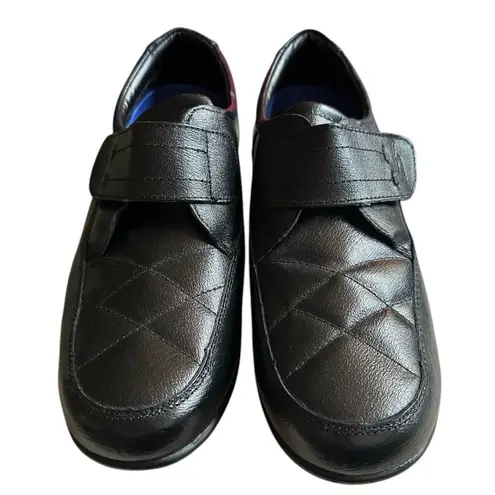 Womens Dr. Scholl's Black Leather Hook & Loop Closure