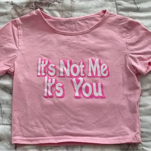 Pink “It’s Not Me It’s You” crop top, size S Barbiecore boho Y2K western beach