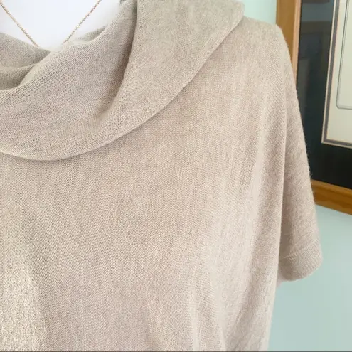 Kerisma  Neutral Heathered Wool Blend Lightweight Turtleneck Sweater Poncho S/M