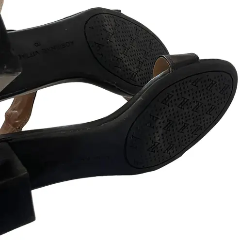 Adrienne Vittadini Women's Size 8 Black Leather Ankle Strap Low Heel Sandals