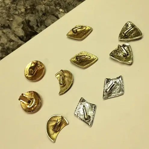 Lot Of 5 Enamel Costume Earrings Vintage