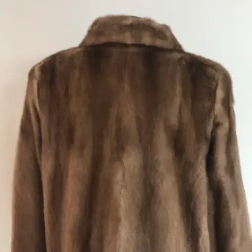 Real Mink Fur Coat Brown Size L