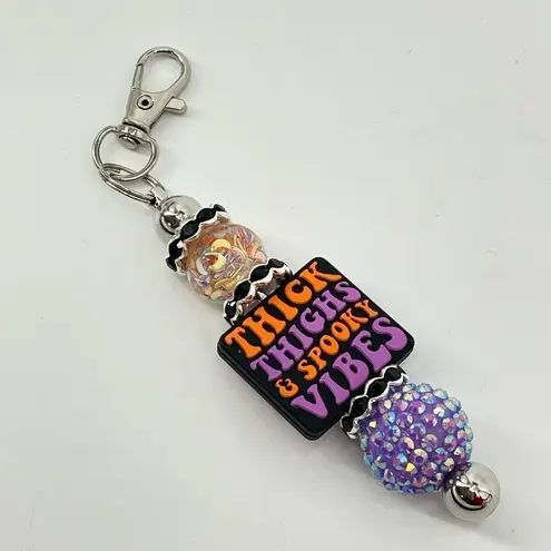 Keychain purse charm Beaded Keychain For Women, Bar Keychain, Silicone bead keyc Orange