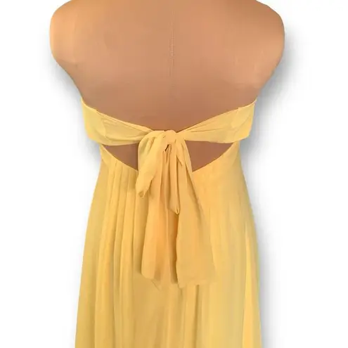 Cache Vintage  Dress Yellow Convertible Strap Jewel Open Bow Detail Back Maxi