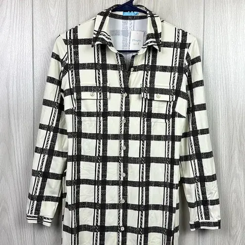 J. McLaughlin Womens Haarlem Dress XS Kurti Square Cream Catalina Long Sleeve Tie