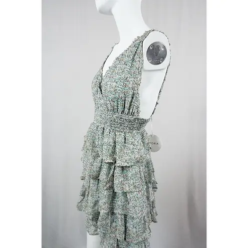 STORIA Floral Ruffle Tiered Dress Mint Green Woman's Size Small NWT!