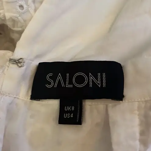 SALONI White Ella Eyelet Cotton Dress White Size 4