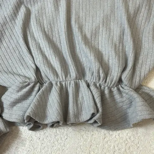 Hailey & Co. Hailey & Company grey ribbed sparkle long sleeve sweater cinched waist Large