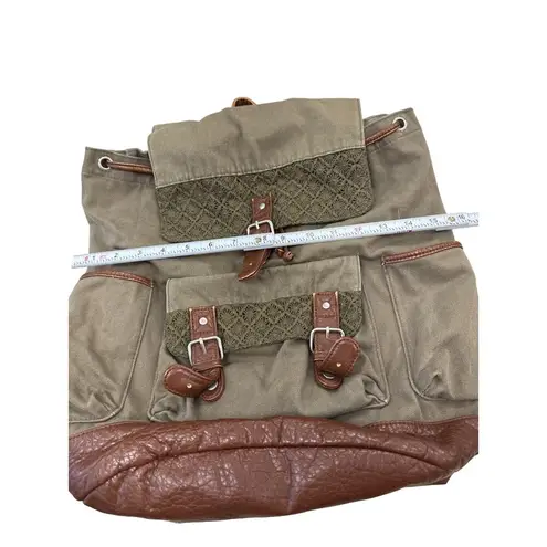 Cape Juby Womens Green Denim & Faux Leather Backpack 14x16 SKU 7057