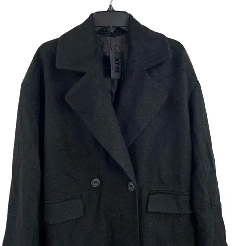 ATM Women’s Coat Black Oversize 2 Button Mid Length Classic Minimalist Small New