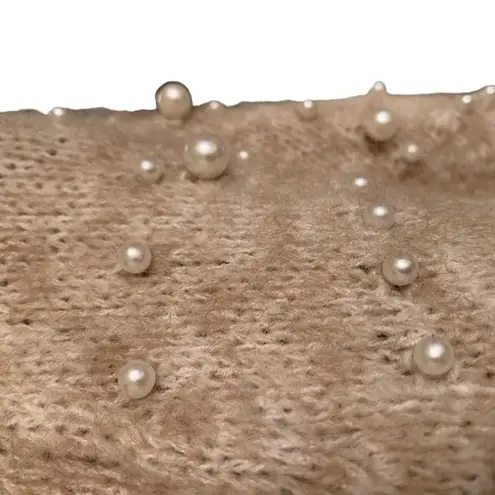 Long Duster With Pearl Accents Tan Size Small