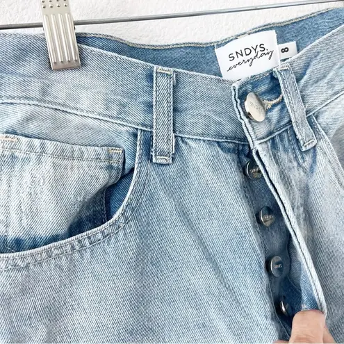 Revolve SNDYS High Rise Straight Button Fly Jeans in Light Wash Blue Size 4