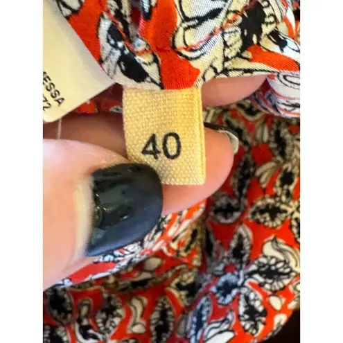 Marni Pants Womens 10 Red Silk Abstract Floral Print Flowy Wide Leg