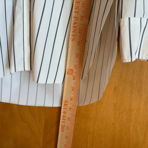 Lysse Women White Black Pinstripe Button Down Shirt Top Size S