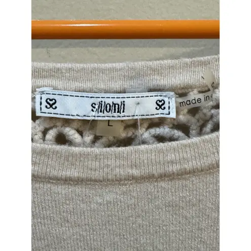 SIONI Ruffle Hem Crochet Open Back Tunic Size Large Cream Wool Sweater Boho