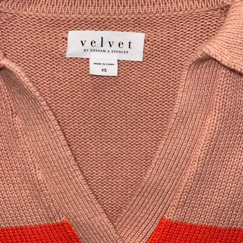Velvet by Graham & Spencer Women's Lucie Sweater Striped Size XS pink/flame Pink