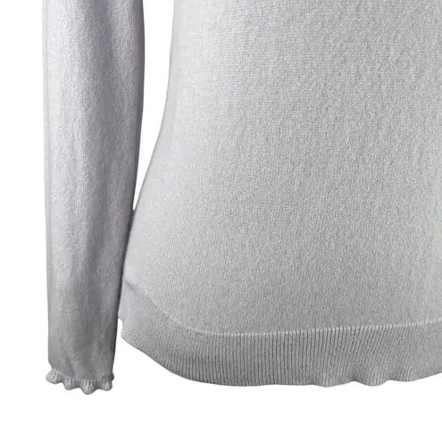 Club Monaco Cashmere Sweater Gray Pale XS Ruffle Neck