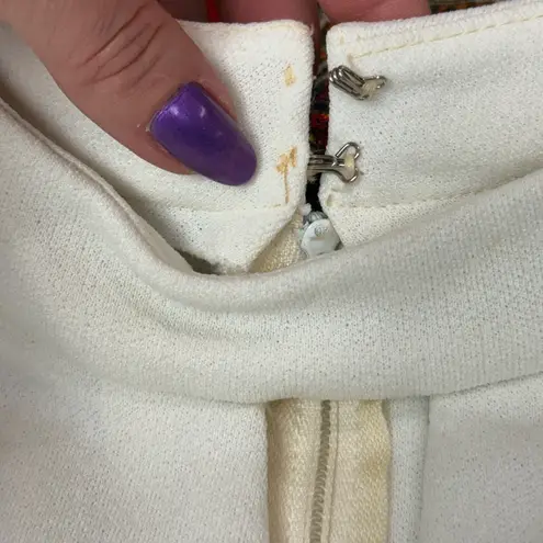 Vintage Mod Maxi Dress White Top Multicolor Paisley Skirt Sleeveless 70s Hippy Size L