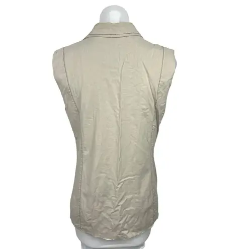 Sostiqs Womens Linen Beige Sleeveless Double Breasted Blazer Vest Jacket Sz M White Size M