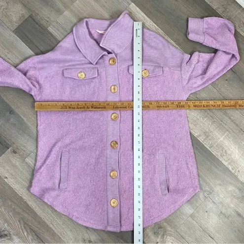 Soft Surroundings Terry Knit Button Front Shirt Jacket Shacket Lavender Small