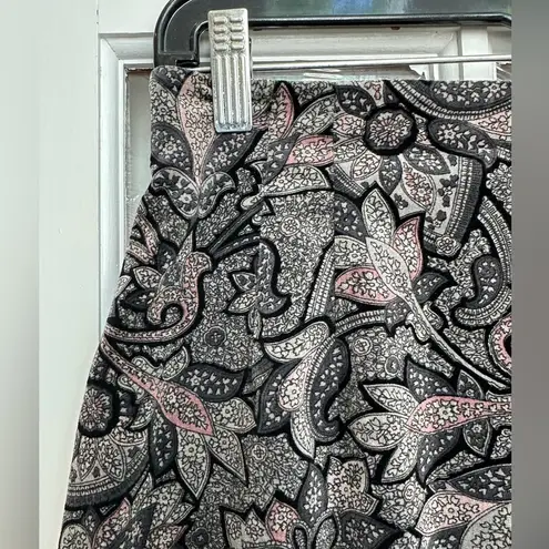 Susan Bristol Vintage Velvet Burnout Black & Pink Paisley Pencil Skirt Size 8 M