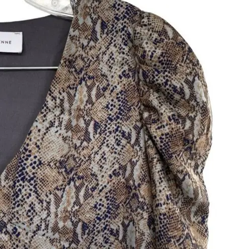 Adrienne Snake Skin Print Puff Balloon Sleeve Blouse Mobwife Top Animal Print