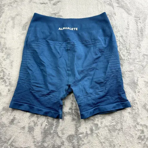 Alphalete  Womens Bike Shorts Size M Blue Athletic Gym Training Seamless 5"