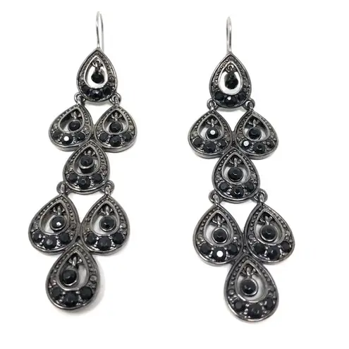 Gunmetal chandelier statement fashion earrings