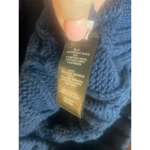 Rebecca Taylor Chainette Sweater Cable Knit Navy Blue Small S CHUNKY MERINO WOOL - Image 5