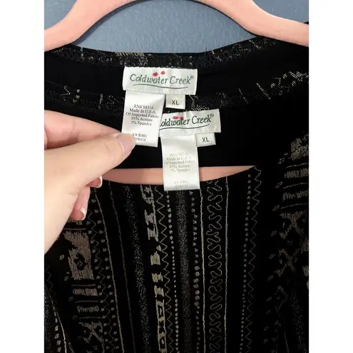 Coldwater Creek Vintage Matching Cardigan and Camisole Top Black & Gold Pattern