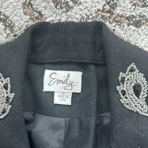 Vintage Emily… Wool Beaded Blazer & Skirt Set Black 16