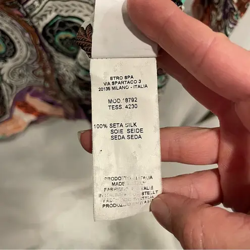 Groovy silk pastel paisley ETRO silk blouse flowy luxury maximalist dreamycore Green Size M