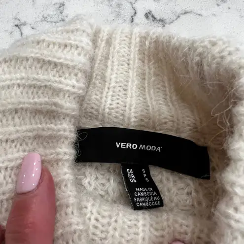 VERO MODA Shoulder Cutout Sweater Knit Mock Neck Top Women's Small Cream