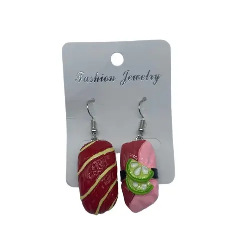 Unbranded NEW red,pink and white sushi earrings Pink